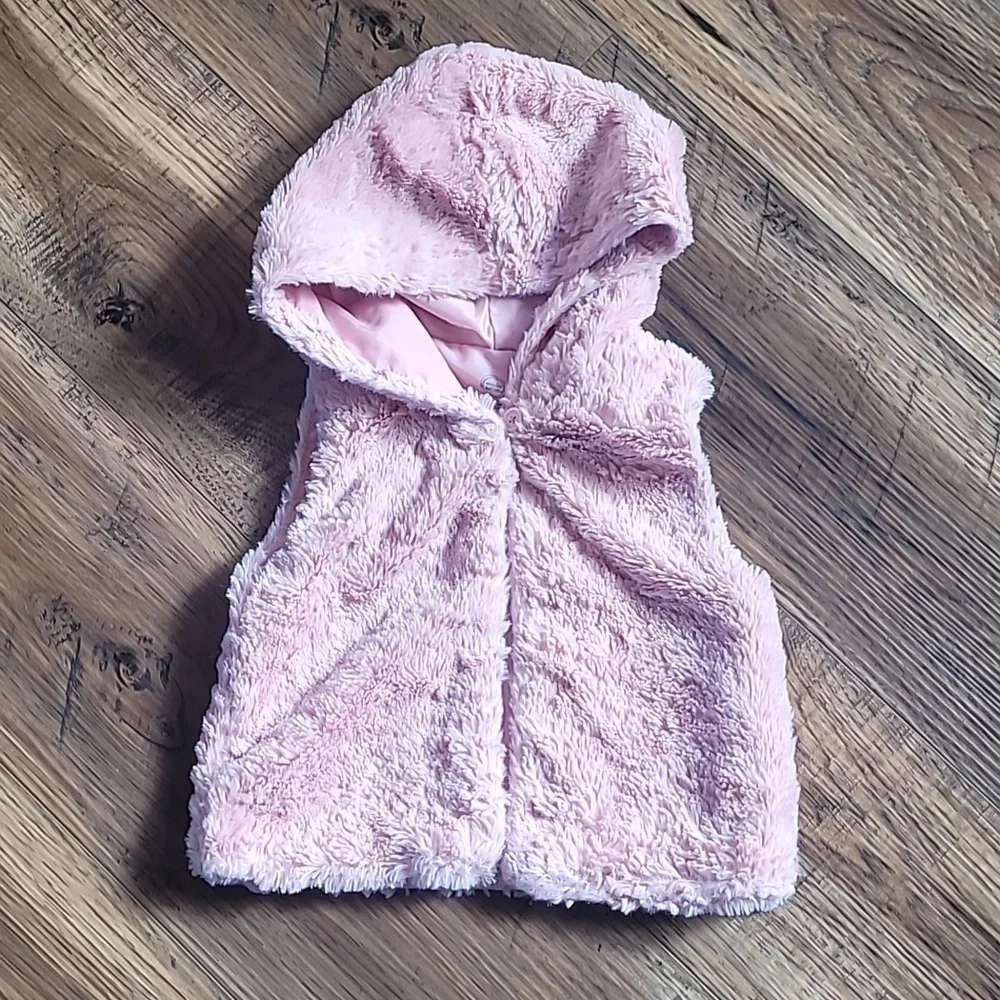 Wonder Nation Fleece Hooded Vest, Size 3T, Blush Pink, Soft